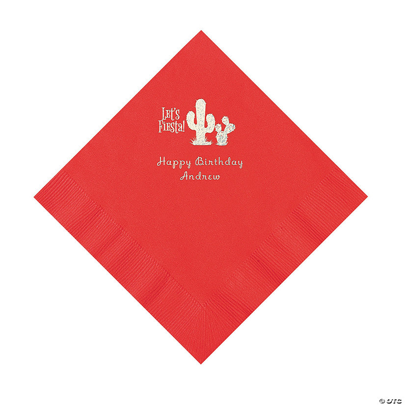 Red Fiesta Personalized Napkins with Silver Foil - 50 Pc. Luncheon Image Thumbnail
