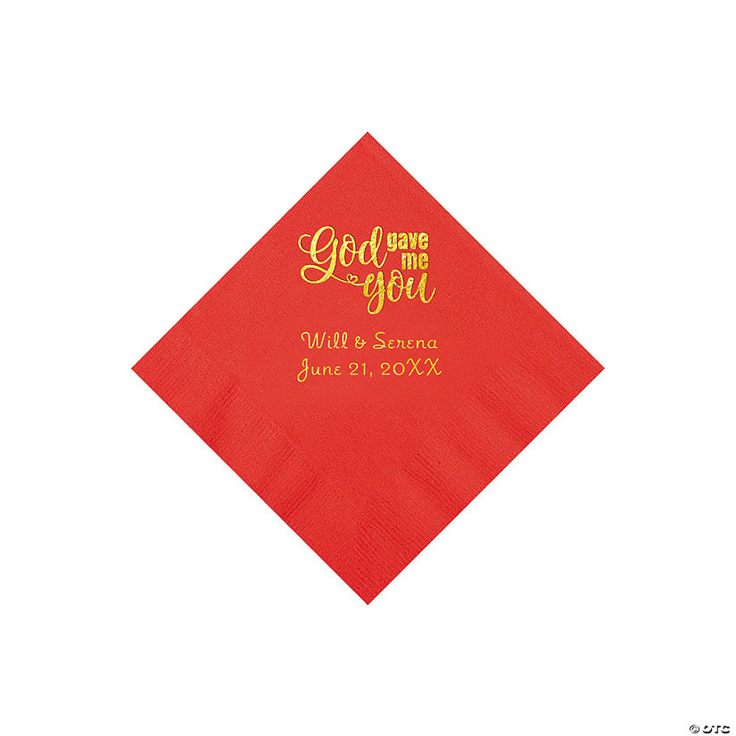 Red God Gave Me You Personalized Napkins with Gold Foil - Beverage Image Thumbnail