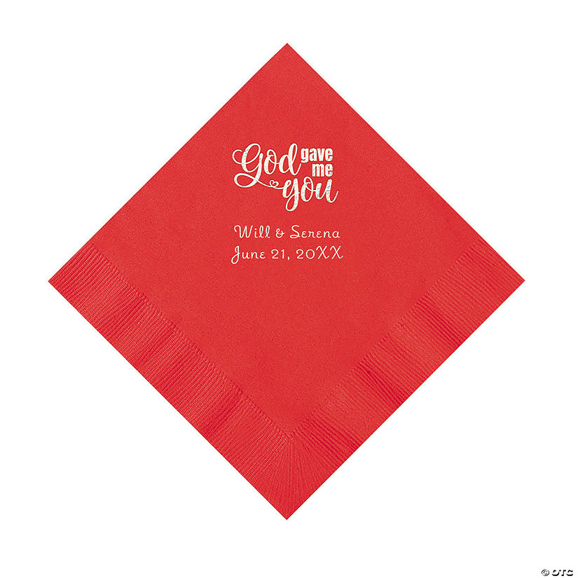 Red God Gave Me You Personalized Napkins with Silver Foil - Luncheon Image Thumbnail