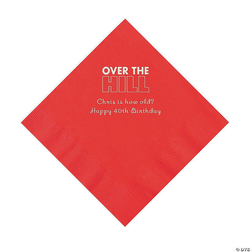 Red Over the Hill Personalized Napkins with Silver Foil - 50 Pc. Luncheon Image