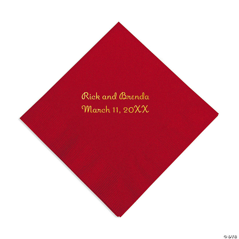 Red Personalized Napkins with Gold Foil - Beverage Image Thumbnail