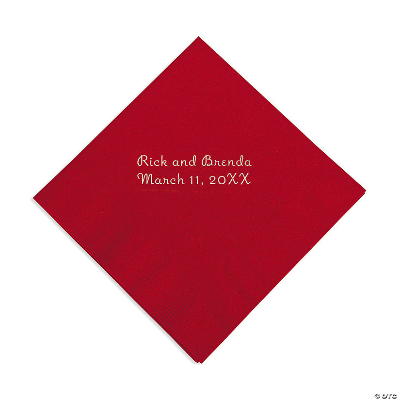 Red Personalized Napkins with Silver Foil - Beverage Image