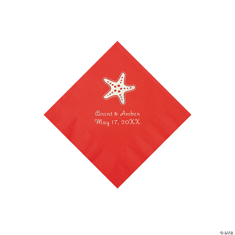 Red Starfish Personalized Beverage Napkins- 50 Pc. Image Thumbnail
