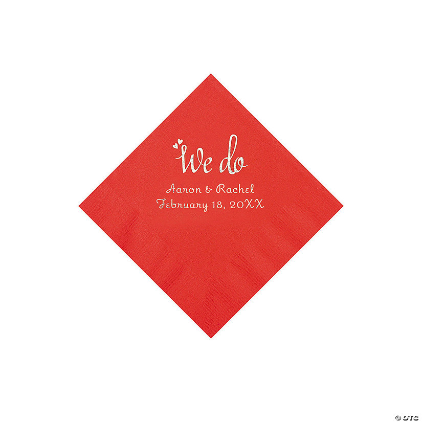 Red We Do Personalized Napkins with Silver Foil - Beverage Image