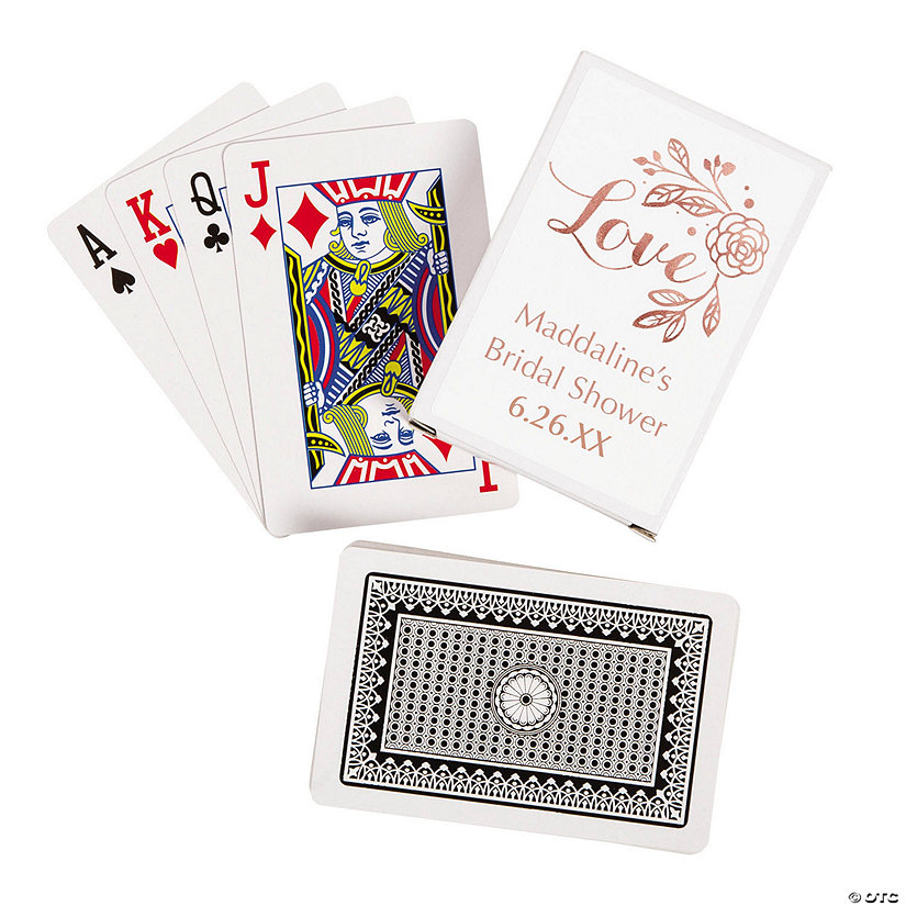Rose Gold Bridal Shower Playing Cards with Personalized Box - 12 Pc. Image Thumbnail