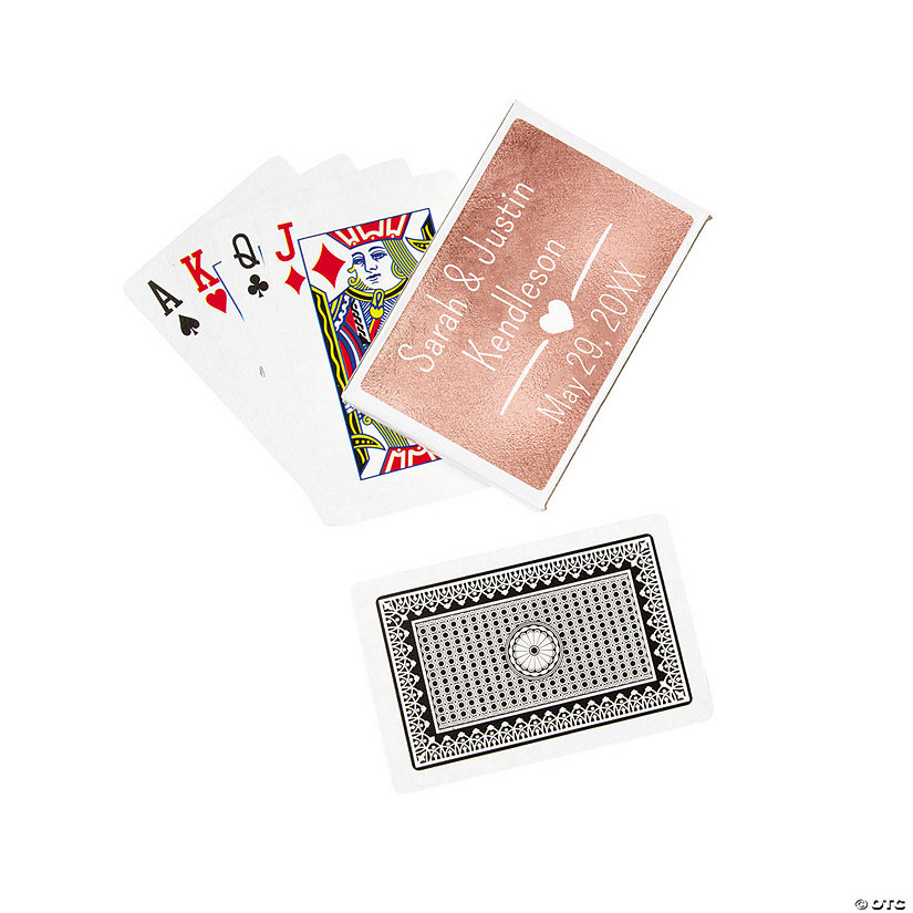 Rose Gold Playing Cards with Personalized Box - 12 Pc. Image Thumbnail