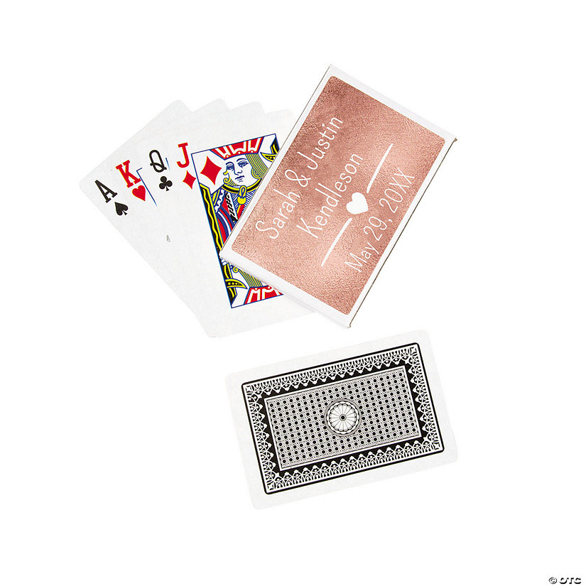 Rose Gold Playing Cards with Personalized Box Oriental Trading