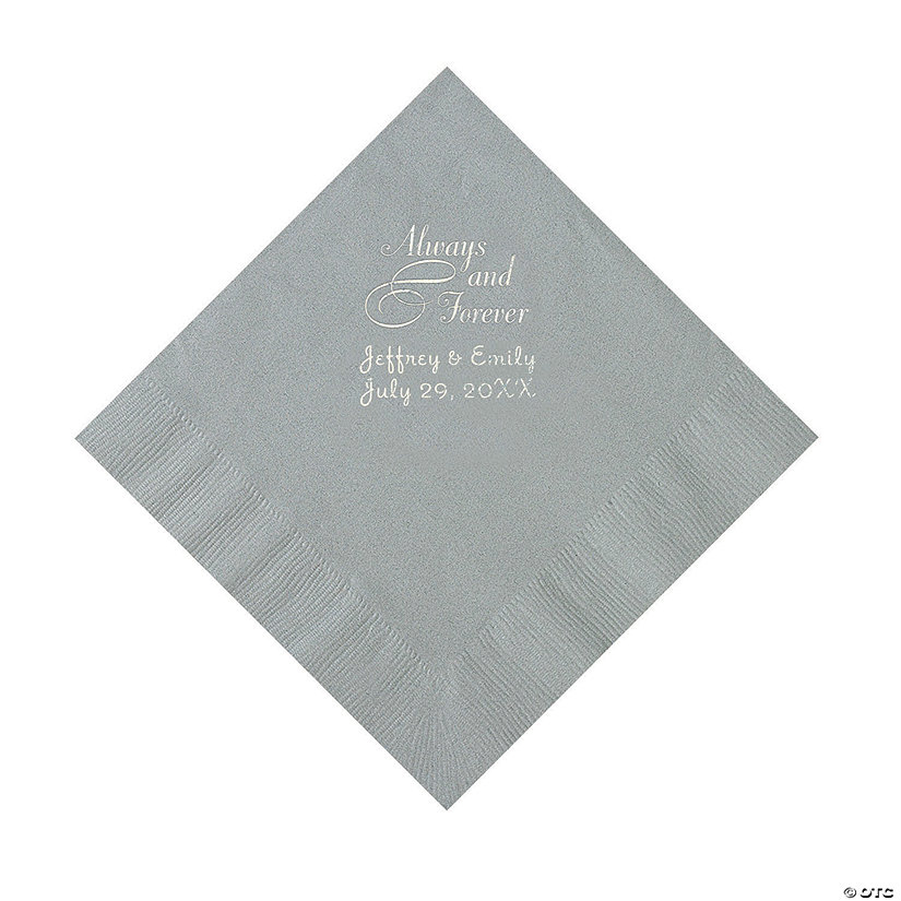 Silver Always & Forever Personalized Napkins with Silver Foil - Luncheon Image Thumbnail