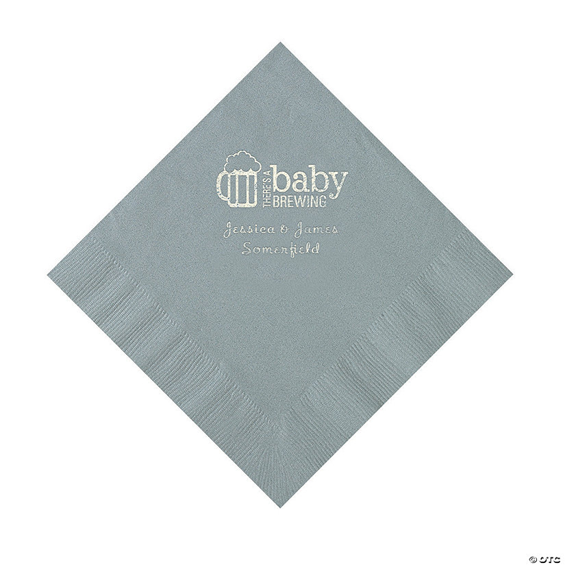Silver Baby Brewing Personalized Napkins with Silver Foil - 50 Pc. Luncheon Image Thumbnail