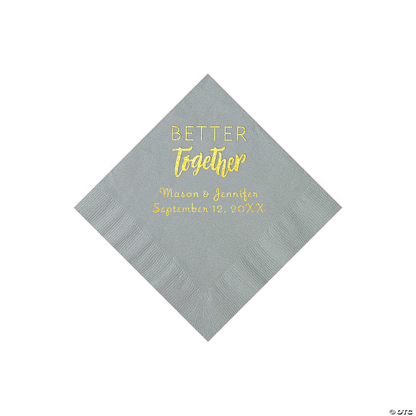 Silver Better Together Personalized Napkins with Gold Foil - Beverage Image Thumbnail