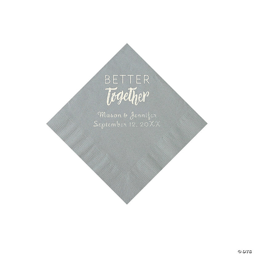 Silver Better Together Personalized Napkins with Silver Foil - Beverage Image