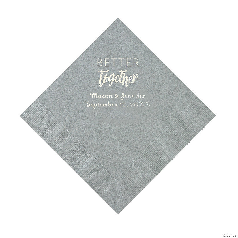 Silver Better Together Personalized Napkins with Silver Foil - Luncheon Image Thumbnail