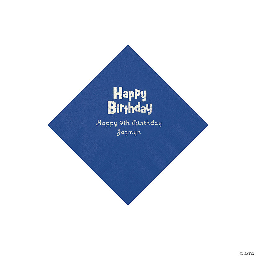 Silver Birthday Personalized Napkins - 50 Pc. Beverage Image
