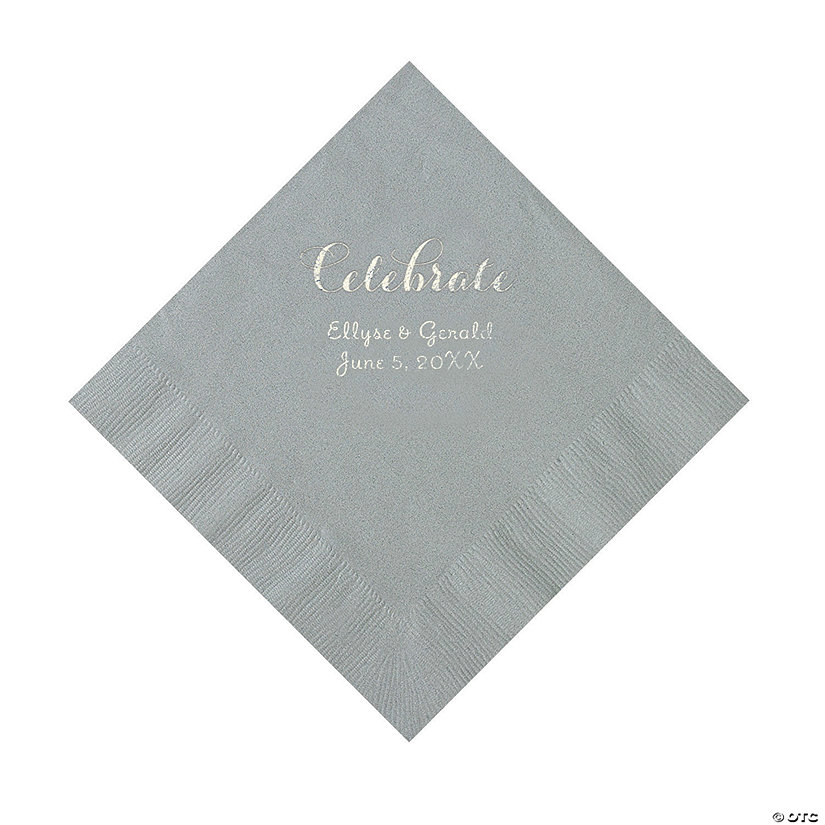 Silver Celebrate Personalized Napkins with Silver Foil - Luncheon Image Thumbnail