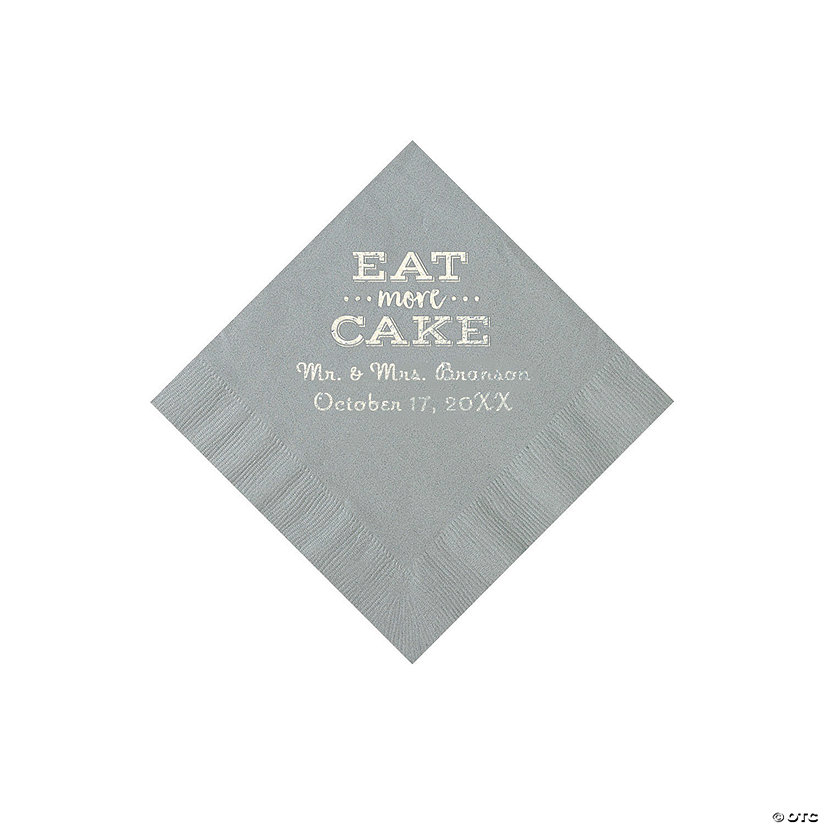 Silver Eat Cake Personalized Napkins with Silver Foil - Beverage Image Thumbnail