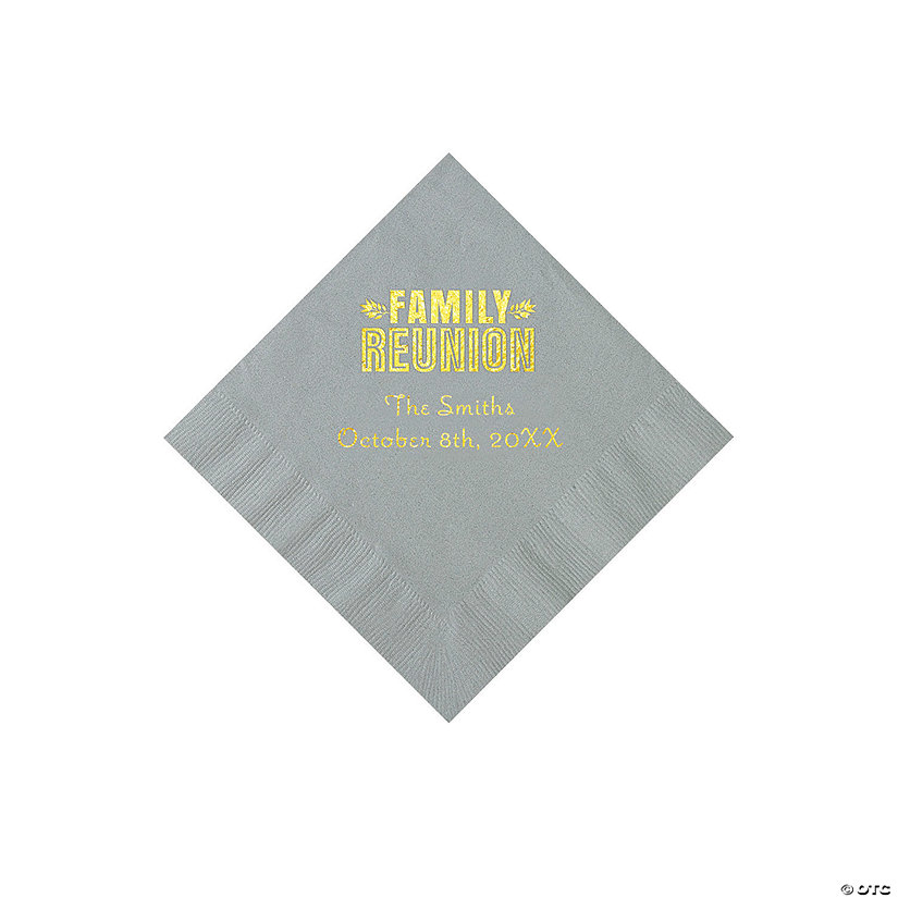 Silver Family Reunion Personalized Napkins with Gold Foil - 50 Pc. Beverage Image Thumbnail
