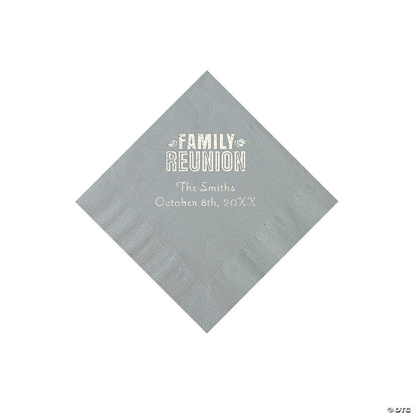 Silver Family Reunion Personalized Napkins with Silver Foil - 50 Pc. Beverage Image Thumbnail