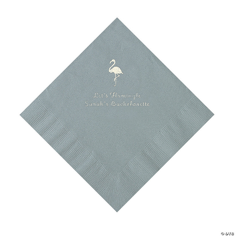 Silver Flamingo Personalized Napkins with Silver Foil - 50 Pc. Luncheon Image Thumbnail