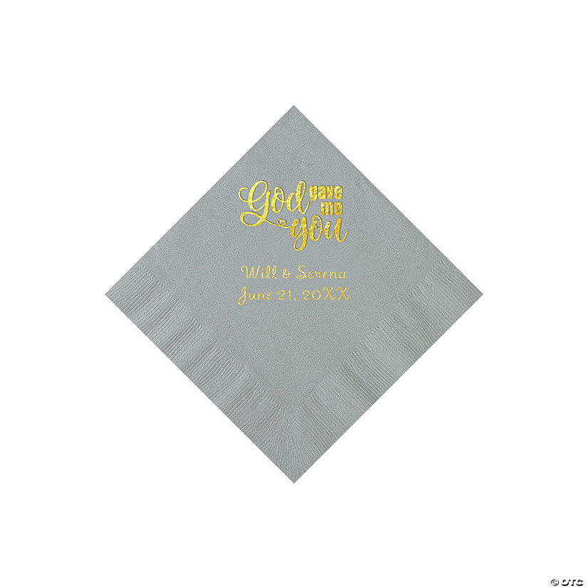 Silver God Gave Me You Personalized Napkins with Gold Foil - Beverage Image Thumbnail