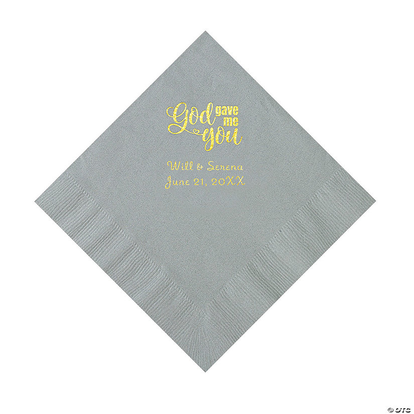 Silver God Gave Me You Personalized Napkins with Gold Foil - Luncheon Image Thumbnail