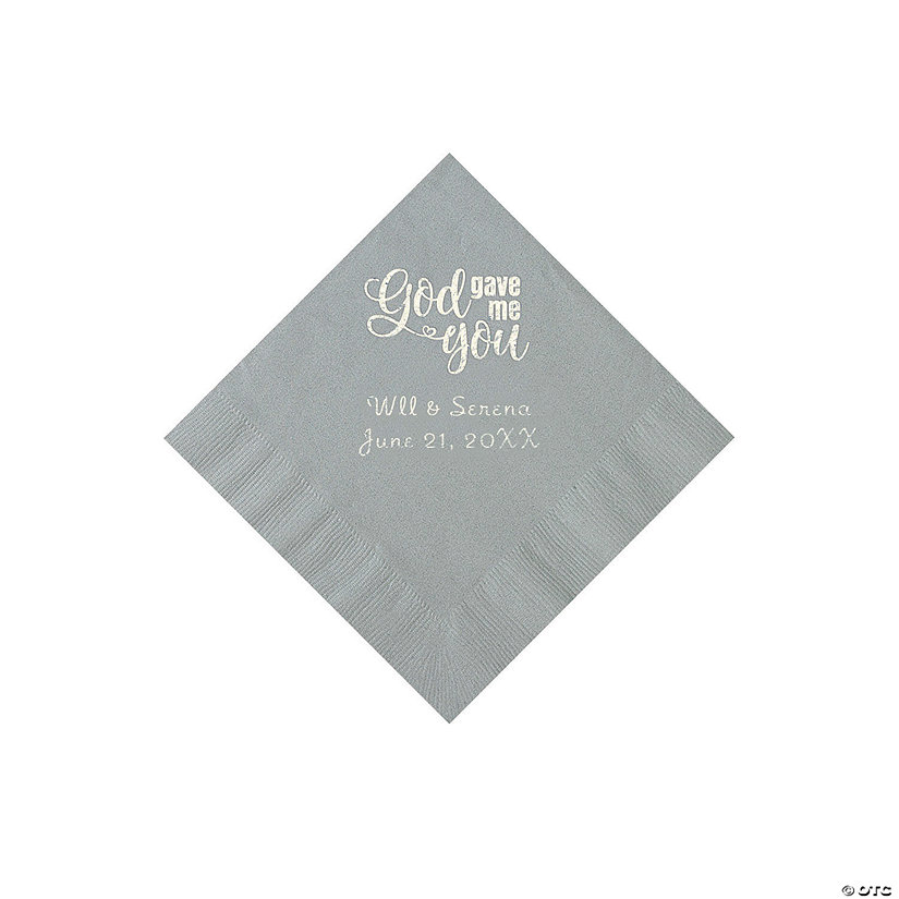 Silver God Gave Me You Personalized Napkins with Silver Foil - Beverage Image Thumbnail