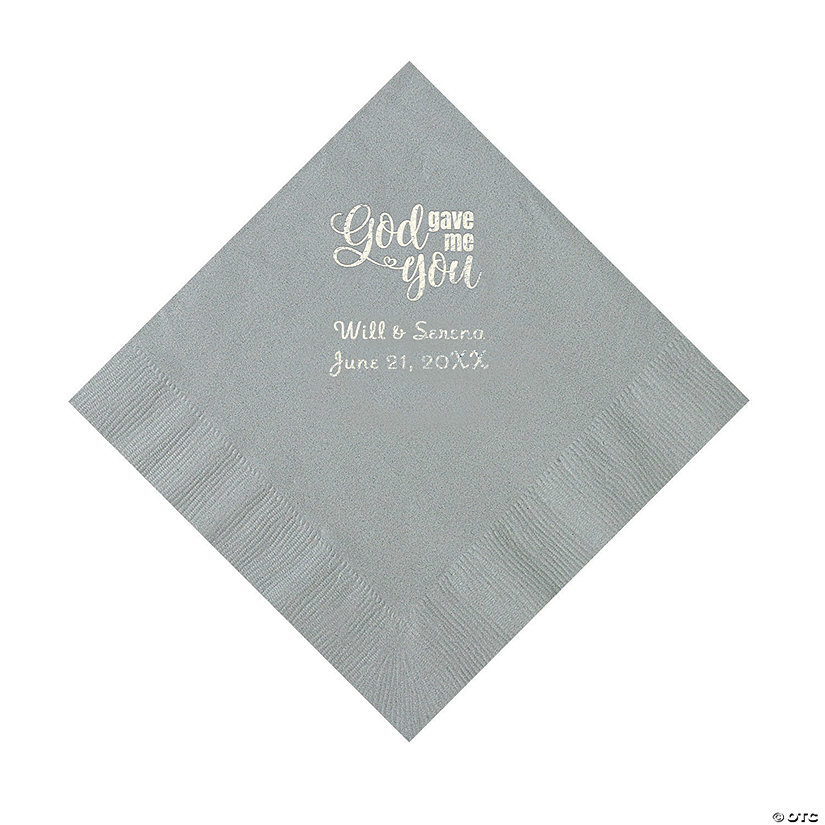 Silver God Gave Me You Personalized Napkins with Silver Foil - Luncheon Image Thumbnail