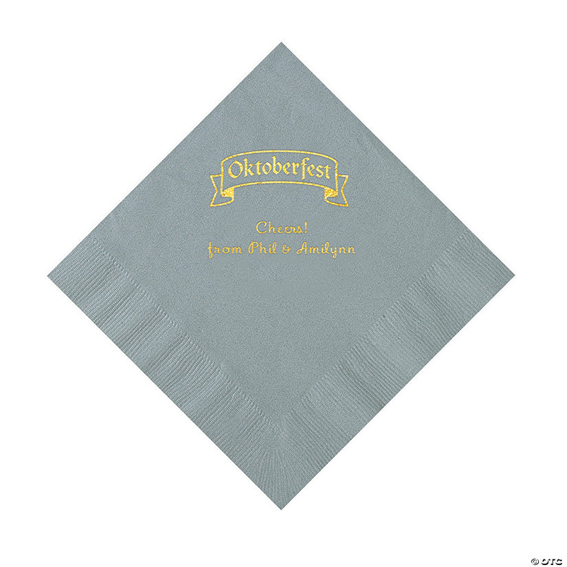 Silver Oktoberfest Personalized Napkins with Gold Foil - 50 Pc. Luncheon Image