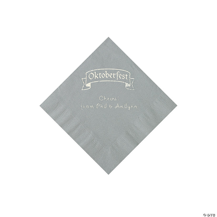 Silver Oktoberfest Personalized Napkins with Silver Foil - 50 Pc. Beverage Image