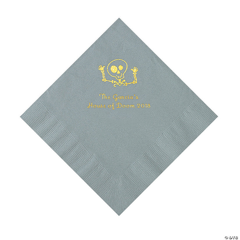 Silver Skeleton Personalized Napkins with Gold Foil - 50 Pc. Luncheon Image