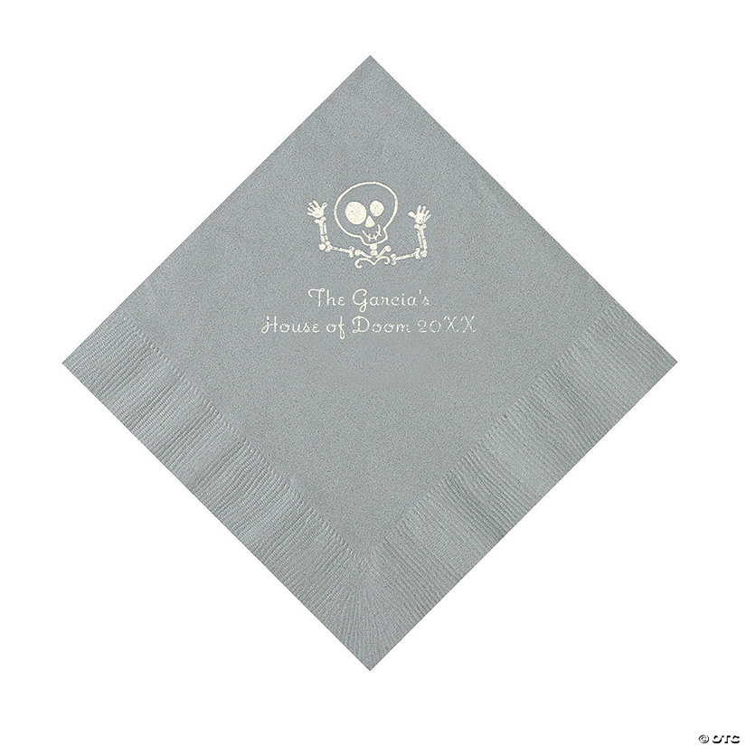 Silver Skeleton Personalized Napkins with Silver Foil - 50 Pc. Luncheon Image Thumbnail