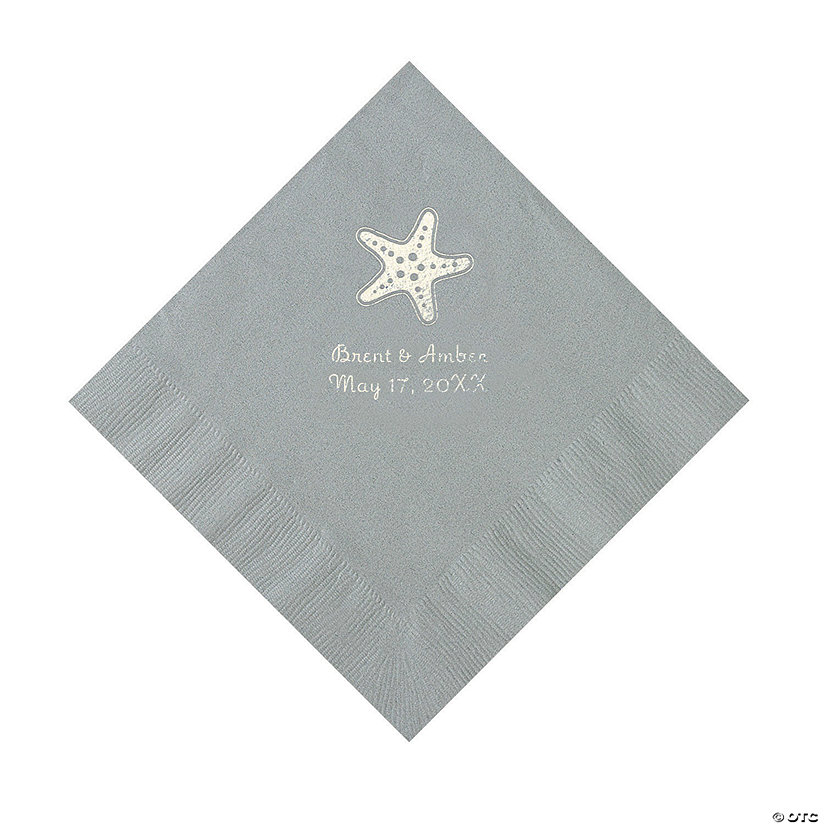 Silver Starfish Personalized Luncheon Napkins - 50 Pc. Image