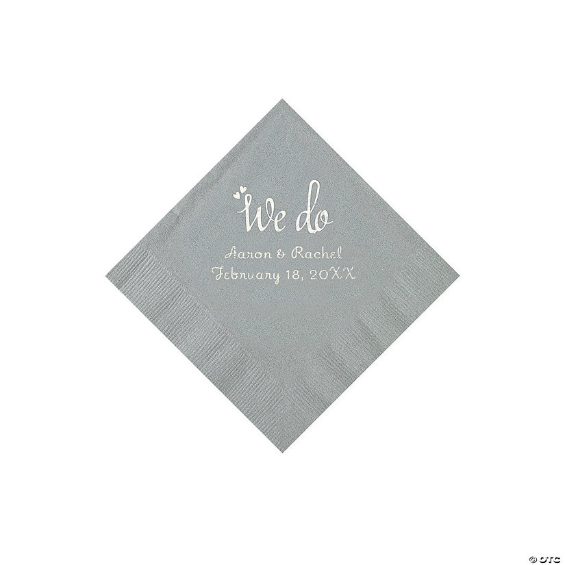 Silver We Do Personalized Napkins with Silver Foil - Beverage Image