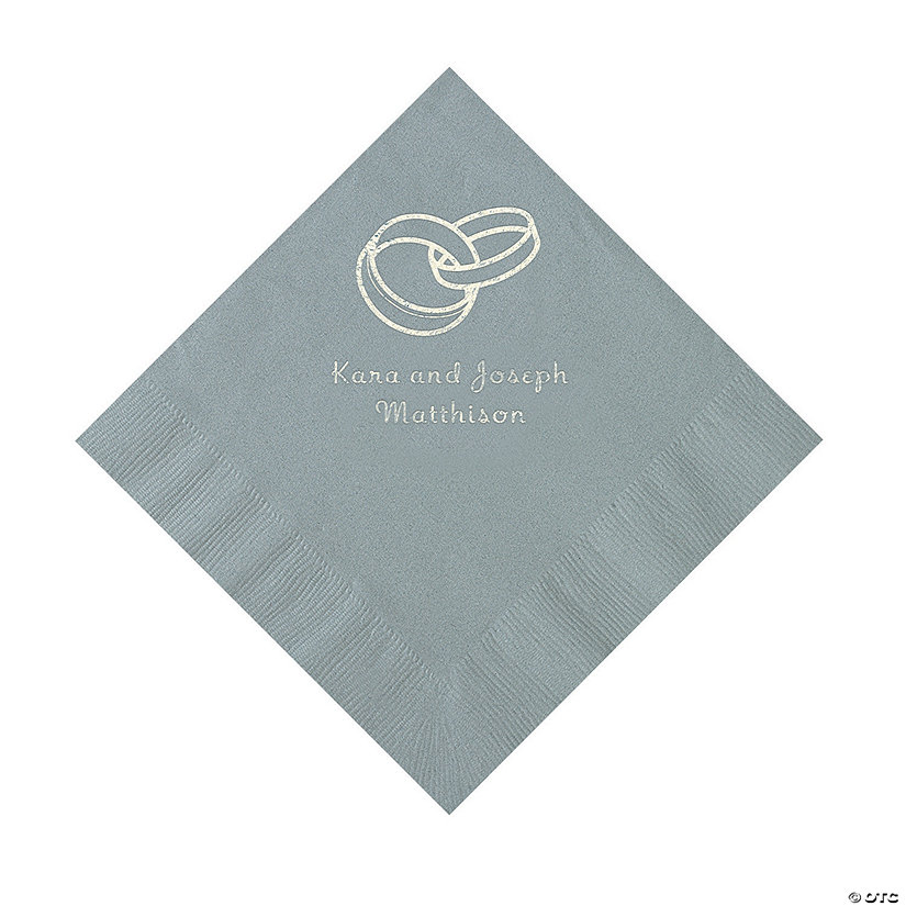 Silver Wedding Ring Personalized Napkins - 50 Pc. Luncheon Image