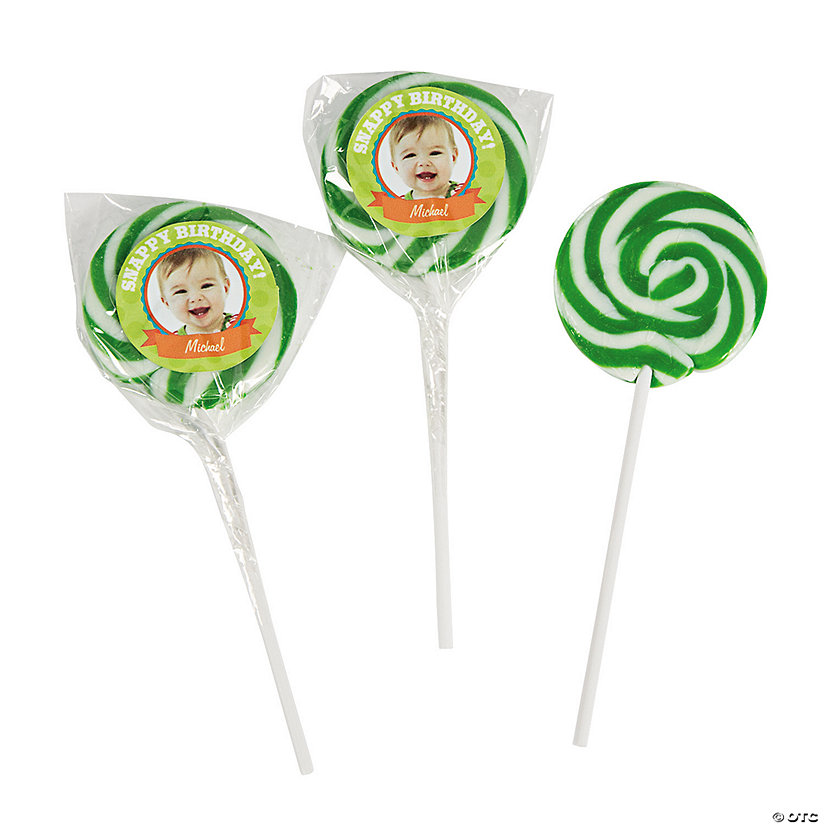 Snappy Birthday Custom Photo Swirl Lollipops - 24 Pc. Image Thumbnail