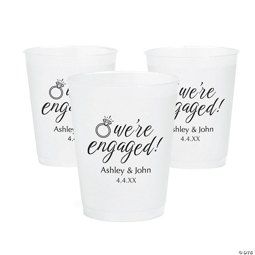 Stylish Personalized Engagement Cups - 50 Pc. with Custom Text Image