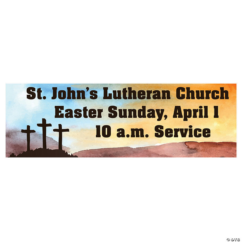 Three Crosses Religious Custom Banner - Medium Image Thumbnail