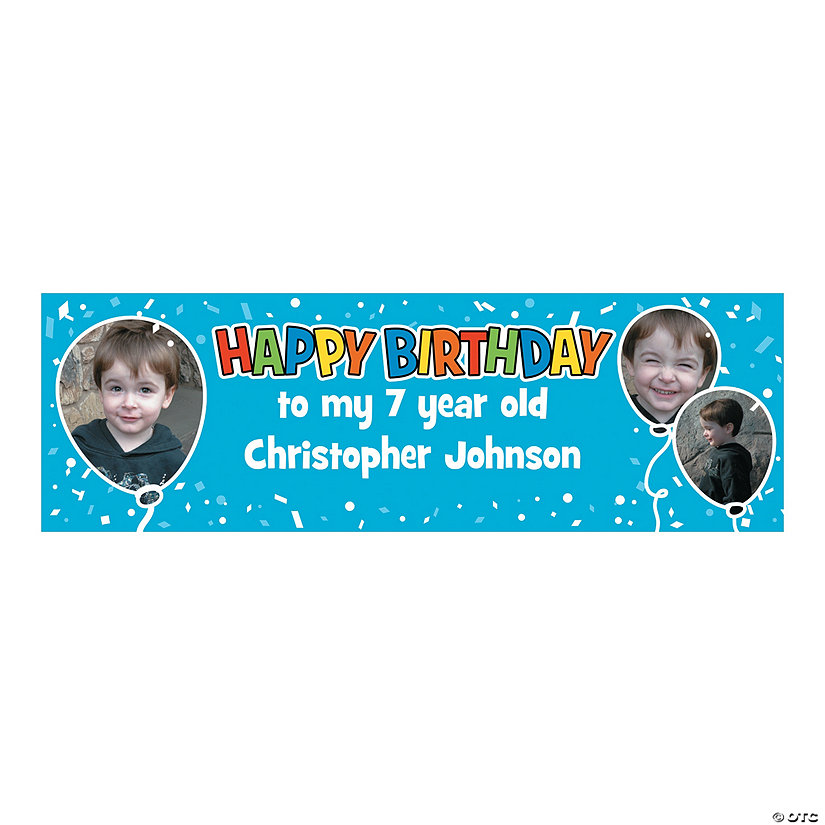 Three-Image Balloons Happy Birthday Photo Custom Banner Image
