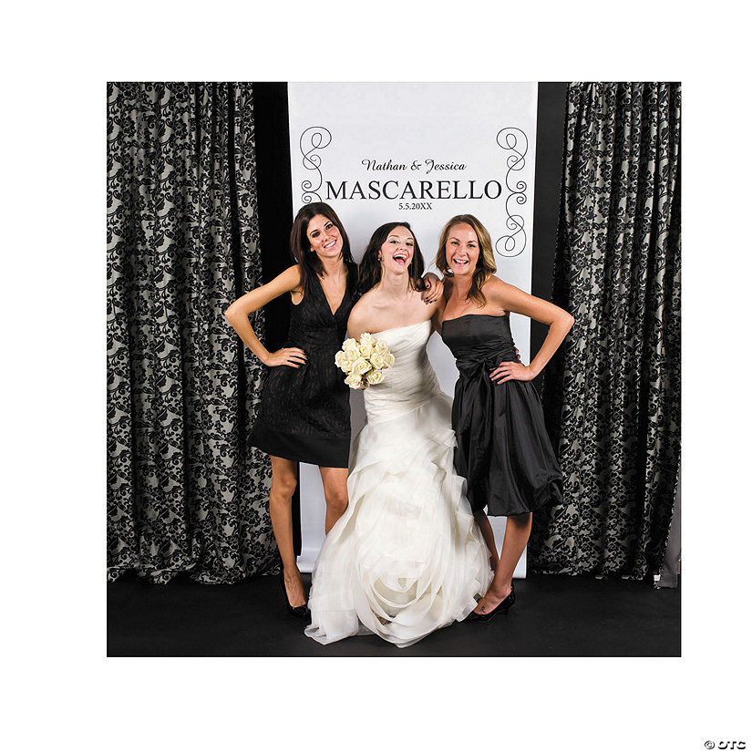 Vertical Scrollwork Photo Booth Backdrop Custom Banner Image