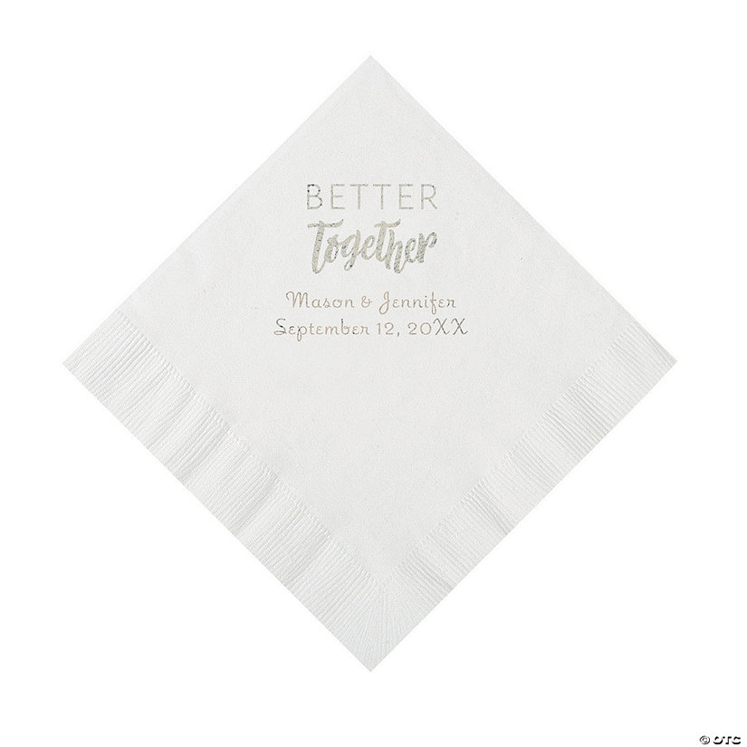 White Better Together Personalized Napkins with Silver Foil - Luncheon Image Thumbnail