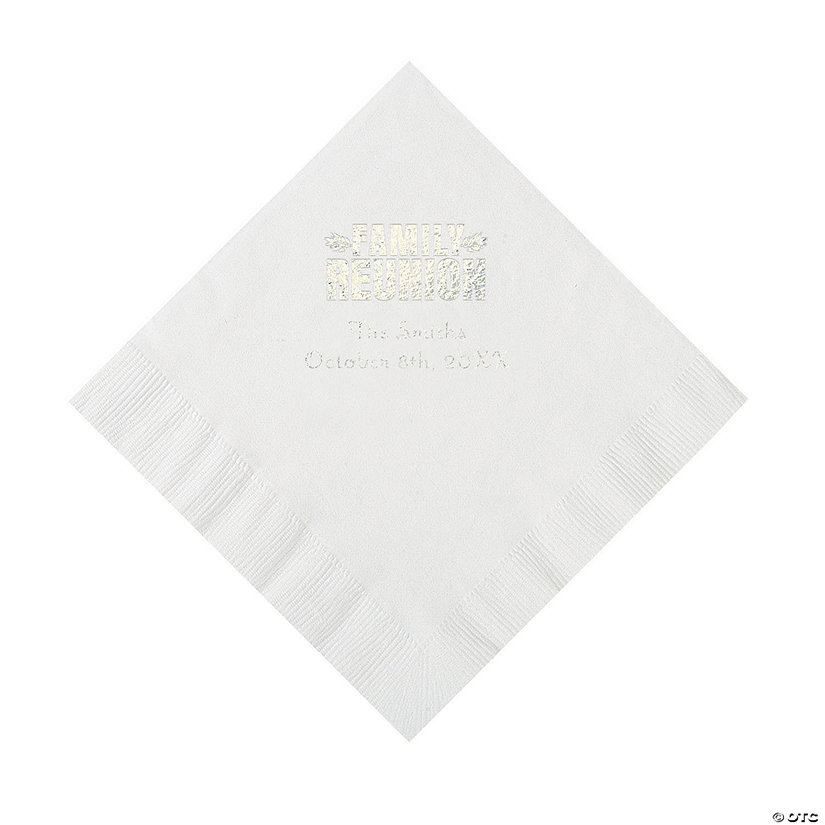 White Family Reunion Personalized Napkins with Silver Foil - 50 Pc. Luncheon Image Thumbnail