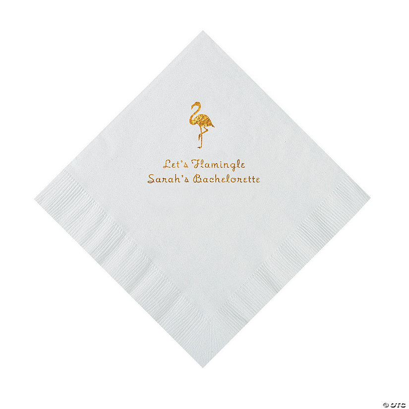 White Flamingo Personalized Napkins with Gold Foil - 50 Pc. Luncheon Image