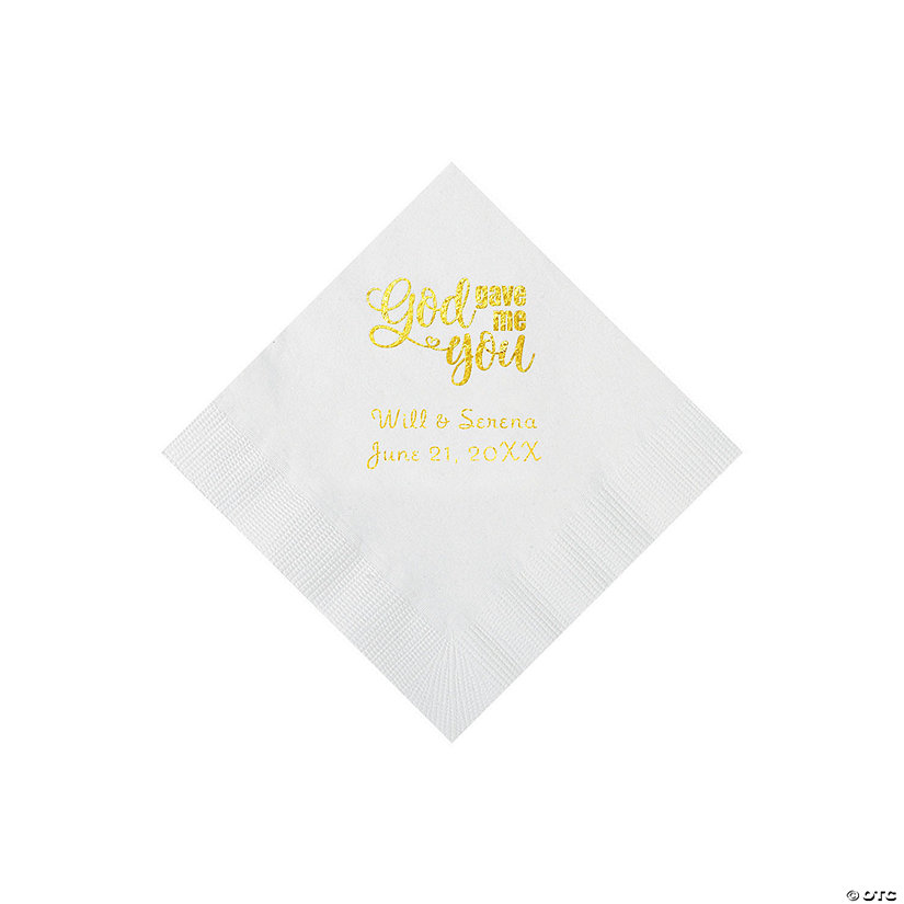 White God Gave Me You Personalized Napkins with Gold Foil - Beverage Image Thumbnail