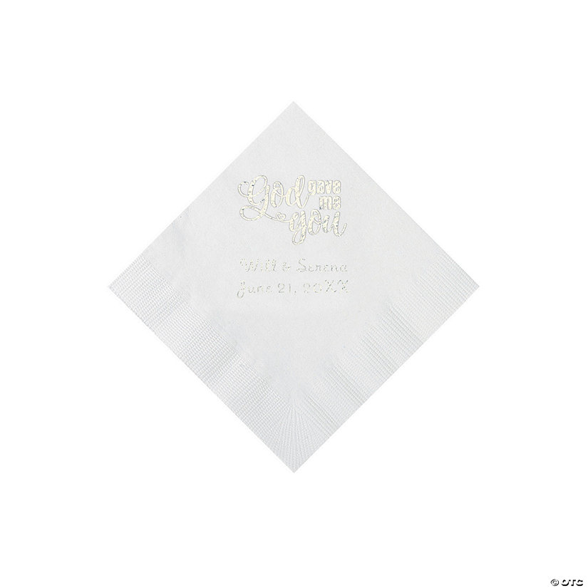 White God Gave Me You Personalized Napkins with Silver Foil - Beverage Image Thumbnail