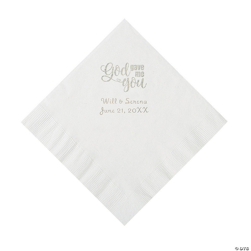 White God Gave Me You Personalized Napkins with Silver Foil - Luncheon Image Thumbnail
