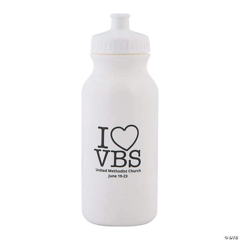 White I Love VBS Personalized Plastic Water Bottles - 50 Pc. Image Thumbnail