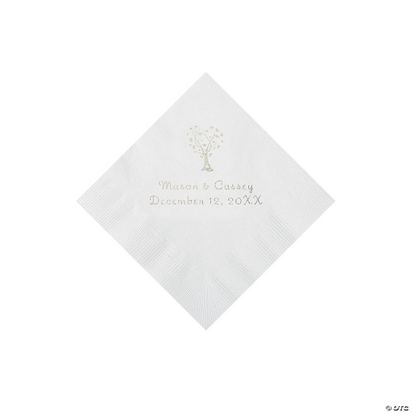 White Love Tree Personalized Napkins - 50 Pc. Beverage Image