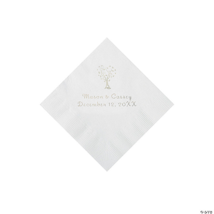White Love Tree Personalized Napkins - 50 Pc. Beverage Image