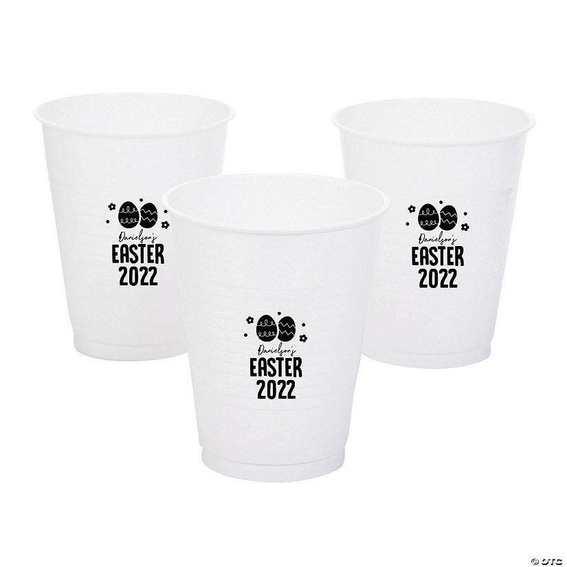 White Personalized Easter Plastic Cups - 40 Pc. Image Thumbnail