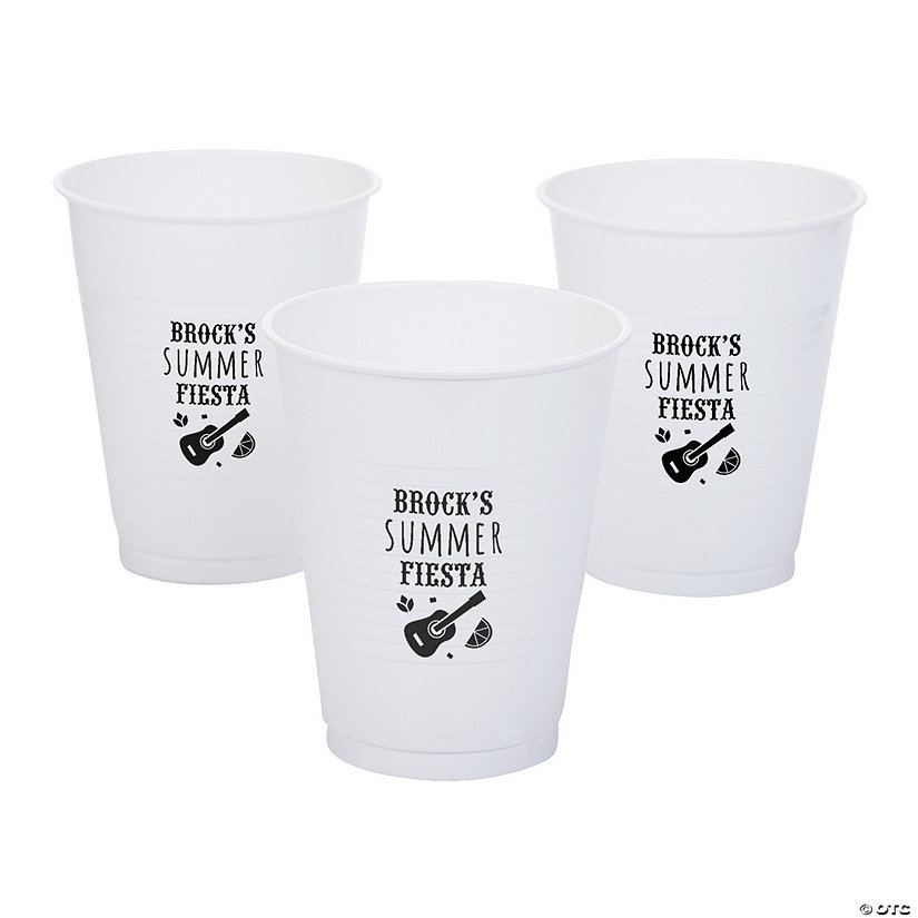 White Personalized Fiesta Guitar Plastic Cups - 40 Pc. Image Thumbnail