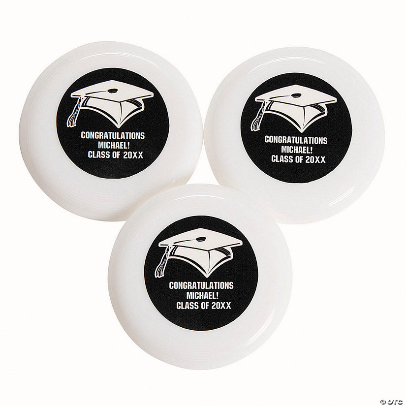 White Personalized Graduation Mini Flying Discs 72 Pc. Oriental Trading